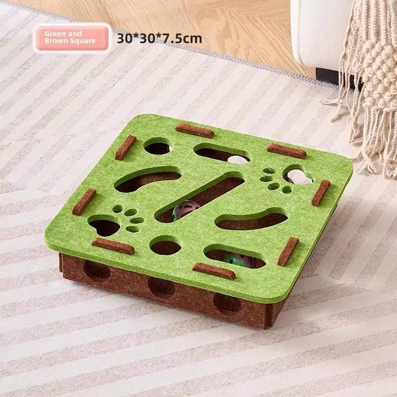 Felt Cat Puzzle Box - Interactive Exercise Toy with Ball for Indoor Cats