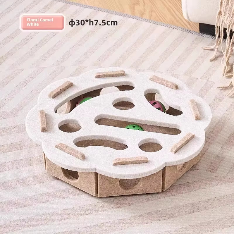 Felt Cat Puzzle Box - Interactive Exercise Toy with Ball for Indoor Cats