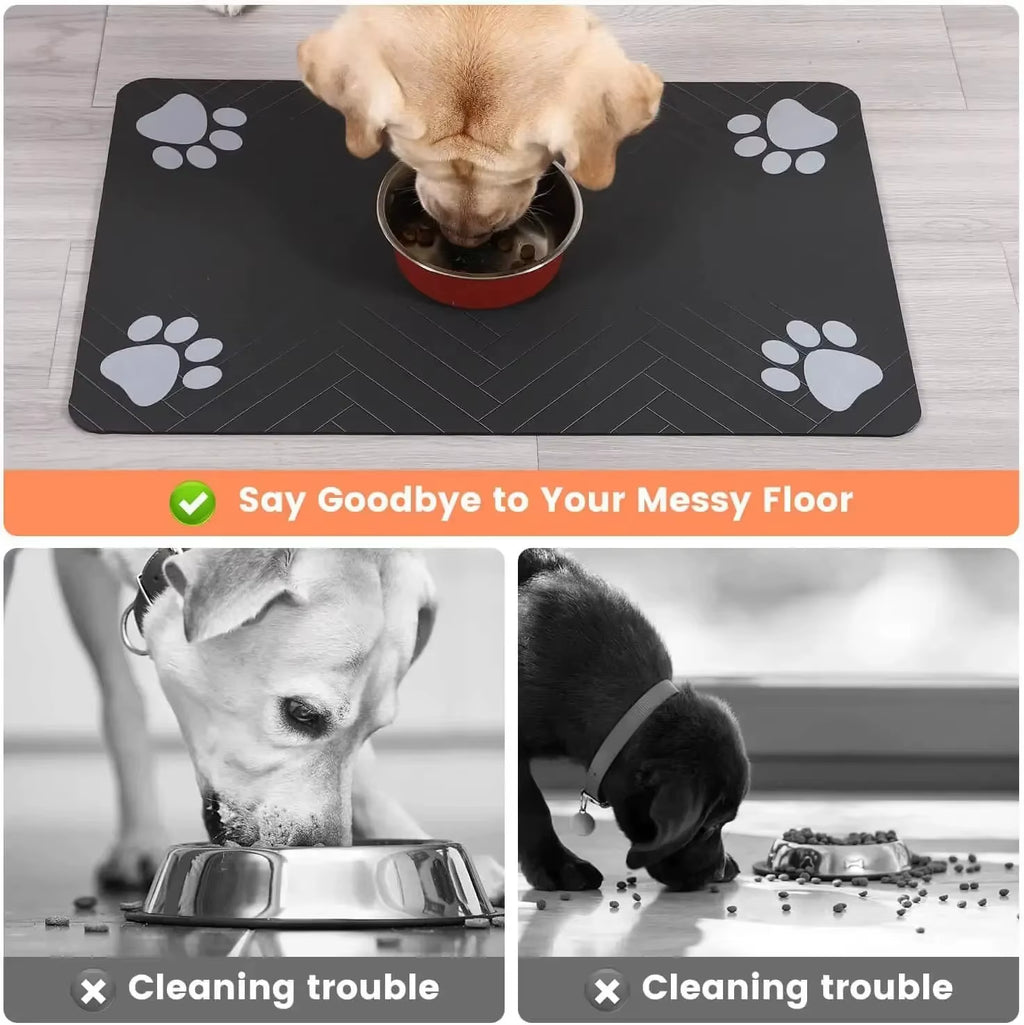 Absorbent Pet Feeding Mat with Rubber Backing - Quick Dry Waterproof Placemat for Dogs and Cats