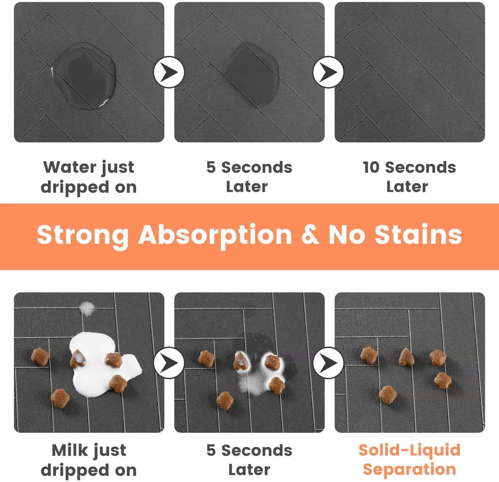 Absorbent Pet Feeding Mat with Rubber Backing - Quick Dry Waterproof Placemat for Dogs and Cats