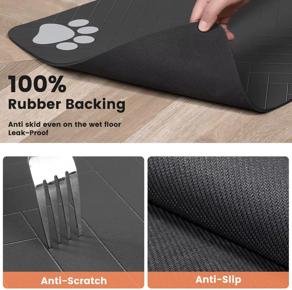 Absorbent Pet Feeding Mat with Rubber Backing - Quick Dry Waterproof Placemat for Dogs and Cats