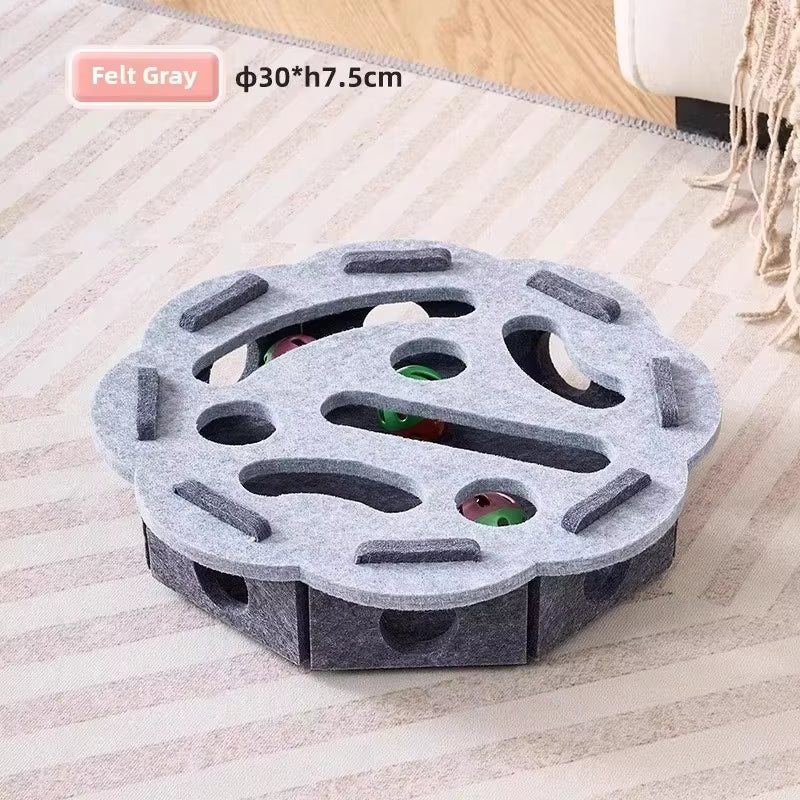 Felt Cat Puzzle Box - Interactive Exercise Toy with Ball for Indoor Cats