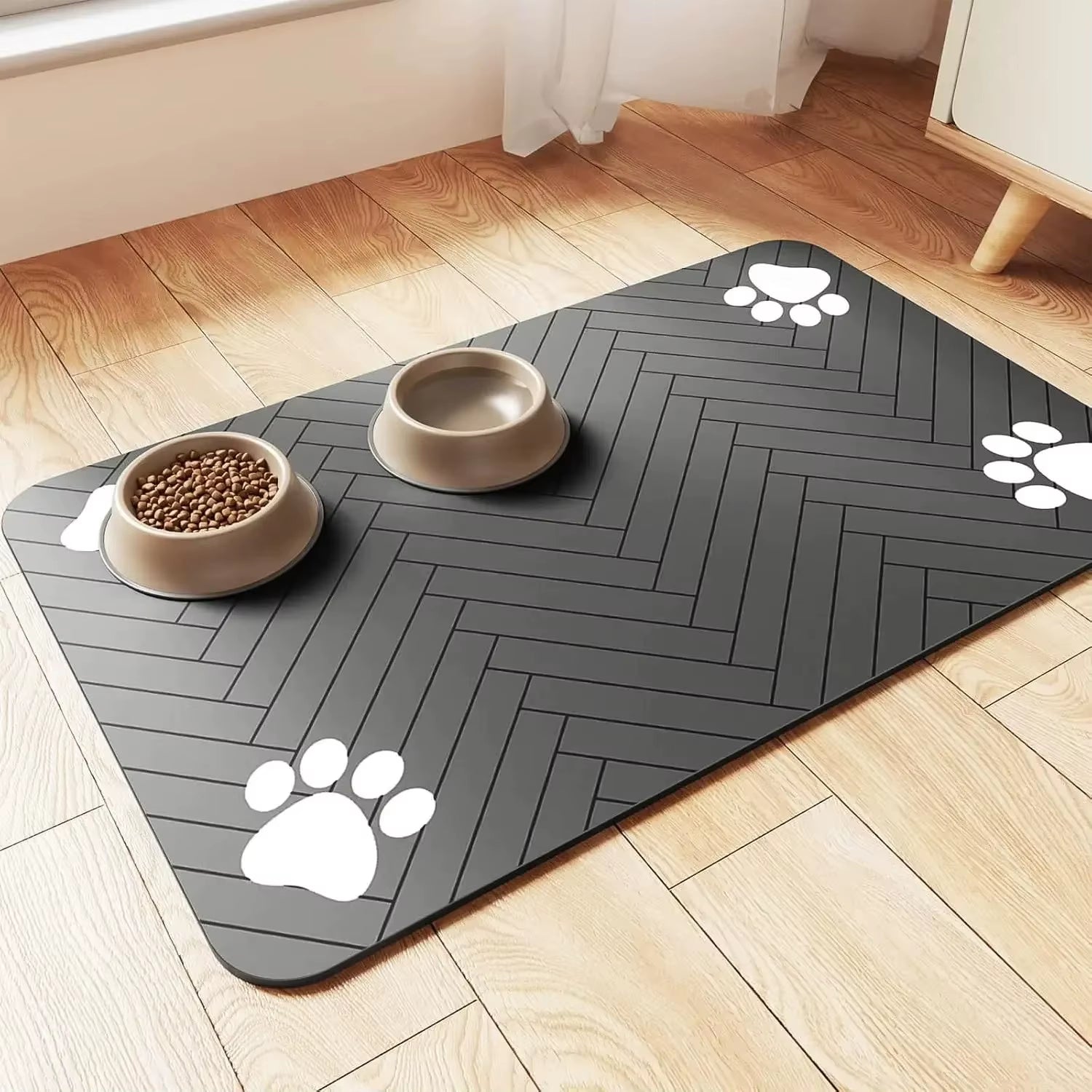 Absorbent Pet Feeding Mat with Rubber Backing - Quick Dry Waterproof Placemat for Dogs and Cats