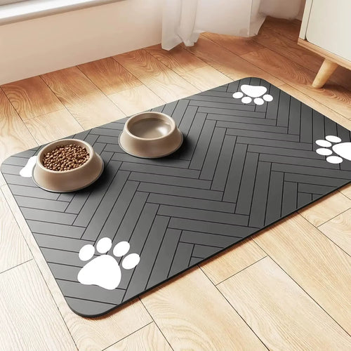 Absorbent Pet Feeding Mat with Rubber Backing - Quick Dry Waterproof Placemat for Dogs and Cats