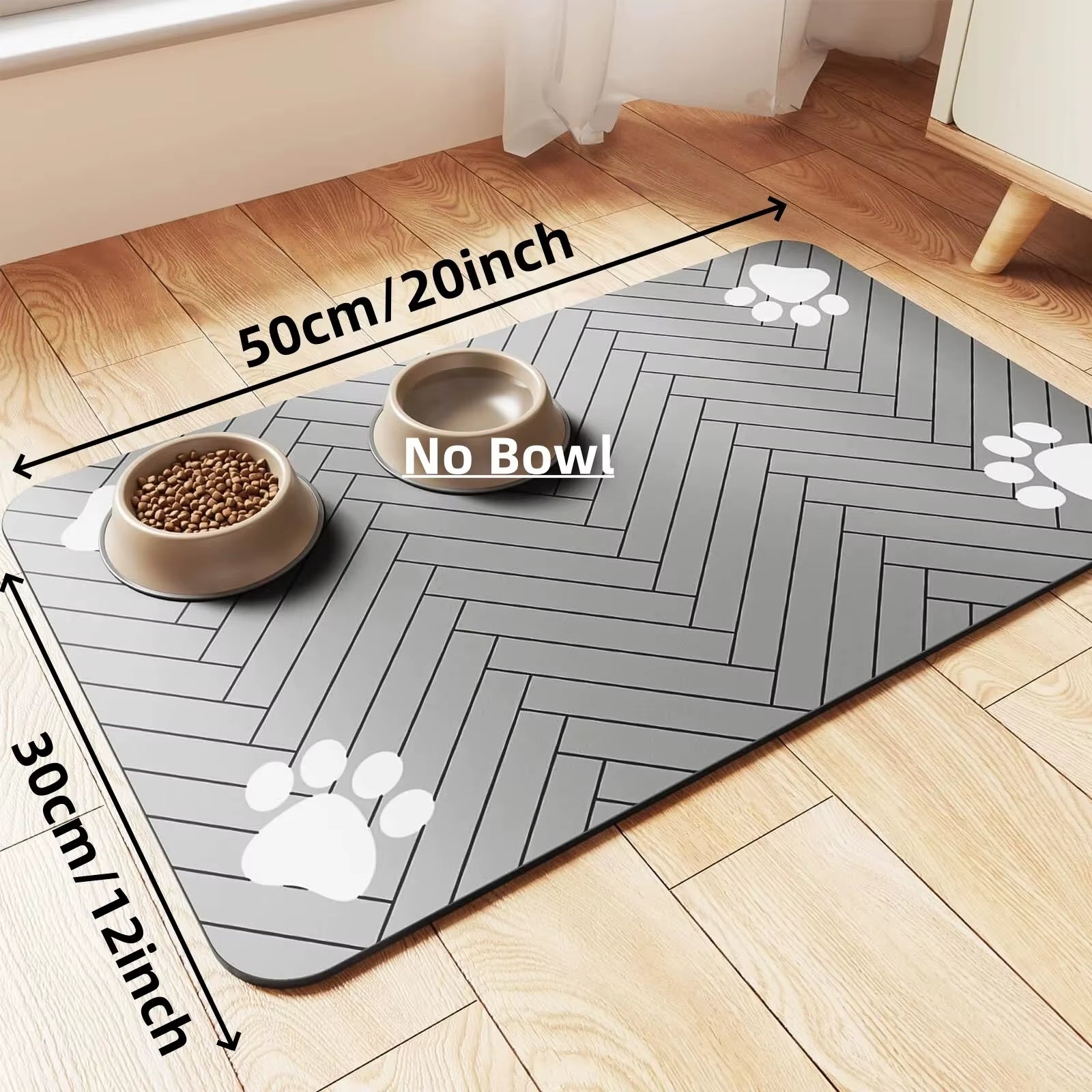 Absorbent Pet Feeding Mat with Rubber Backing - Quick Dry Waterproof Placemat for Dogs and Cats