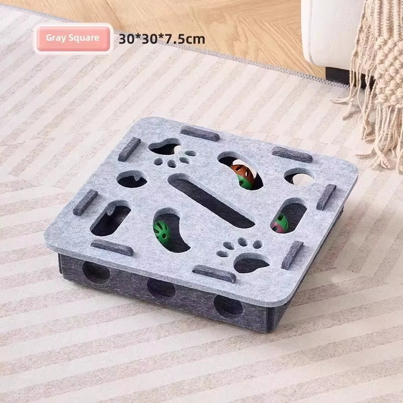 Felt Cat Puzzle Box - Interactive Exercise Toy with Ball for Indoor Cats