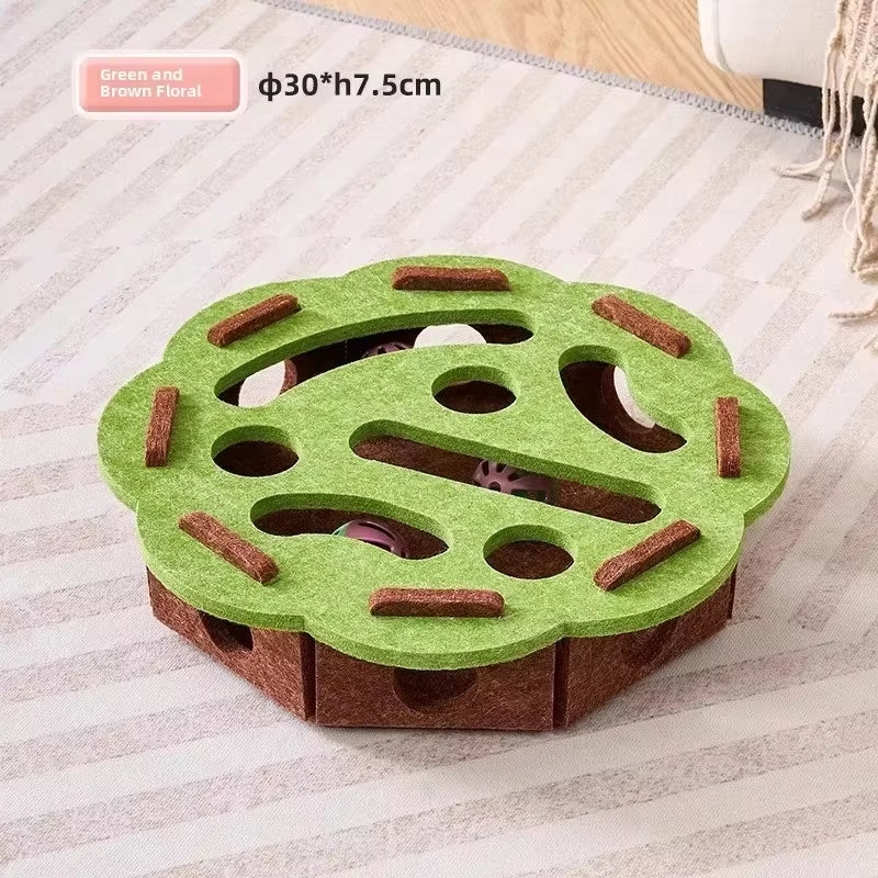 Felt Cat Puzzle Box - Interactive Exercise Toy with Ball for Indoor Cats