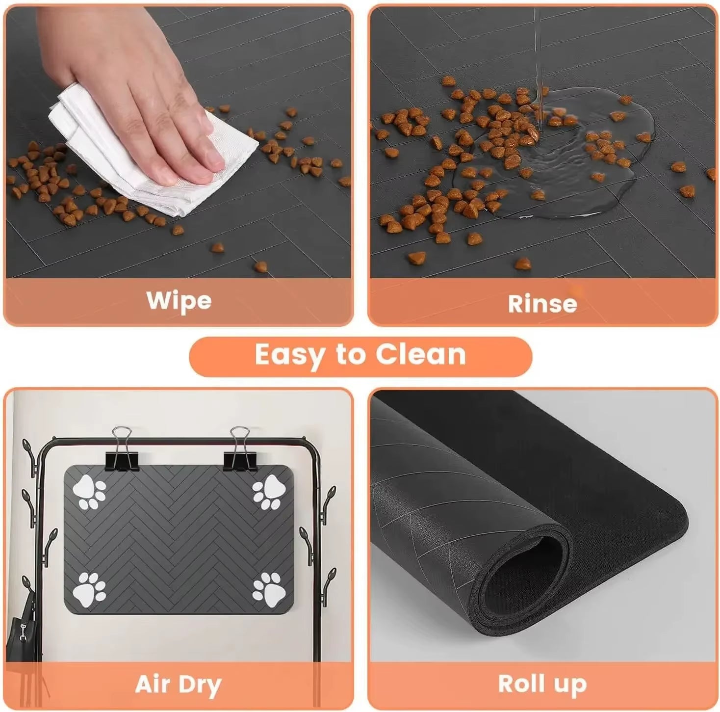 Absorbent Pet Feeding Mat with Rubber Backing - Quick Dry Waterproof Placemat for Dogs and Cats