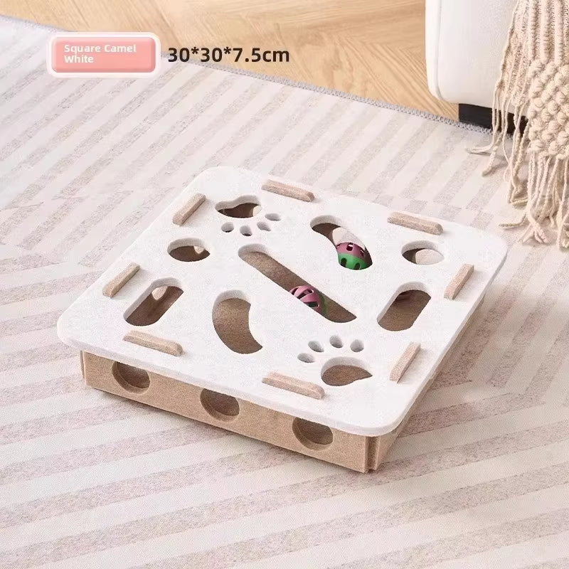 Felt Cat Puzzle Box - Interactive Exercise Toy with Ball for Indoor Cats