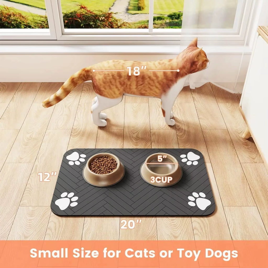 Absorbent Pet Feeding Mat with Rubber Backing - Quick Dry Waterproof Placemat for Dogs and Cats