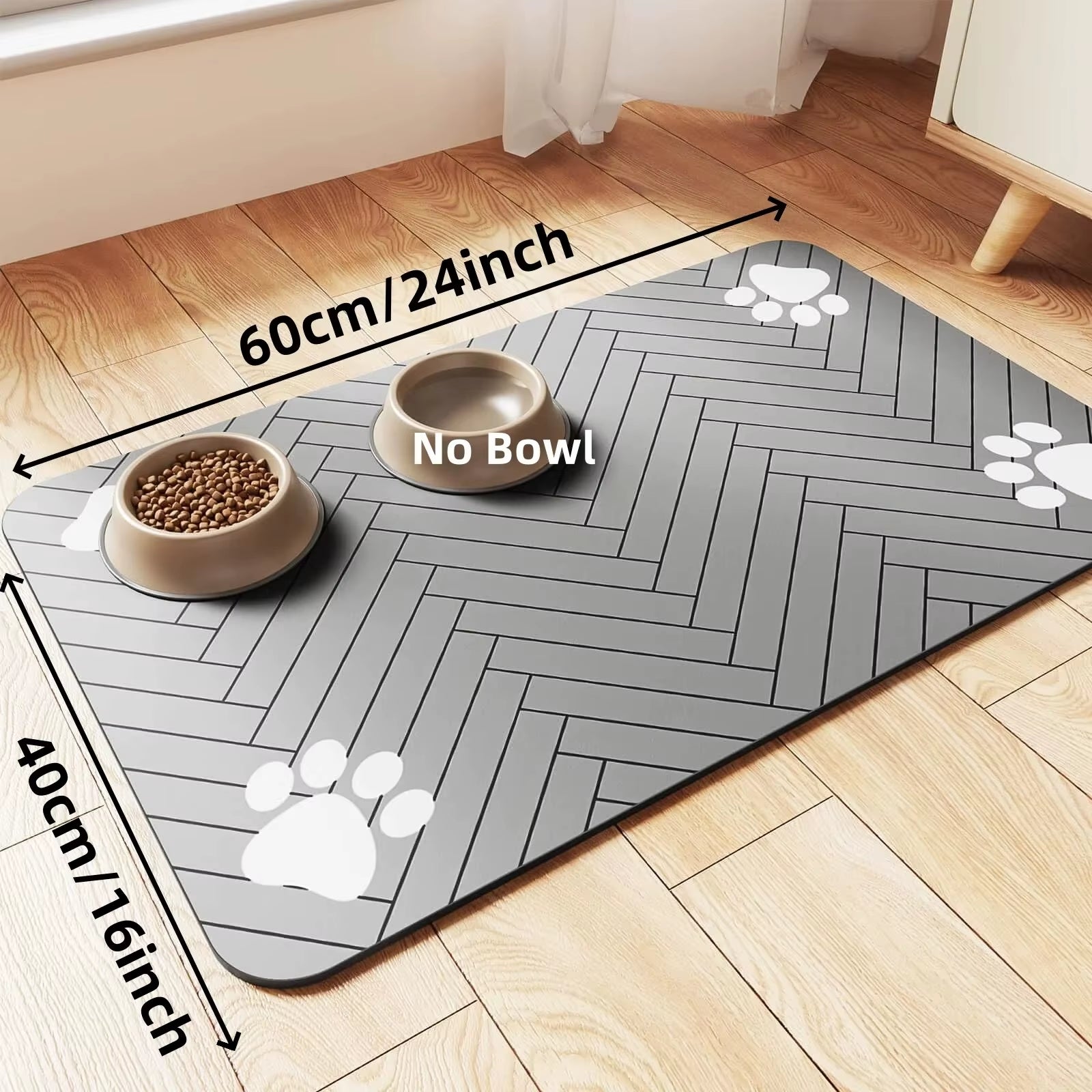 Absorbent Pet Feeding Mat with Rubber Backing - Quick Dry Waterproof Placemat for Dogs and Cats